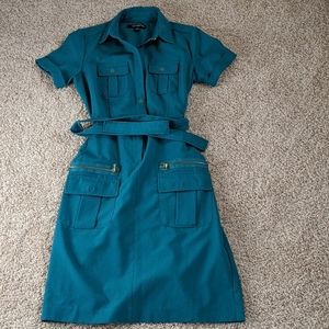 Woman's sharagano dress, belted,buttons,collar